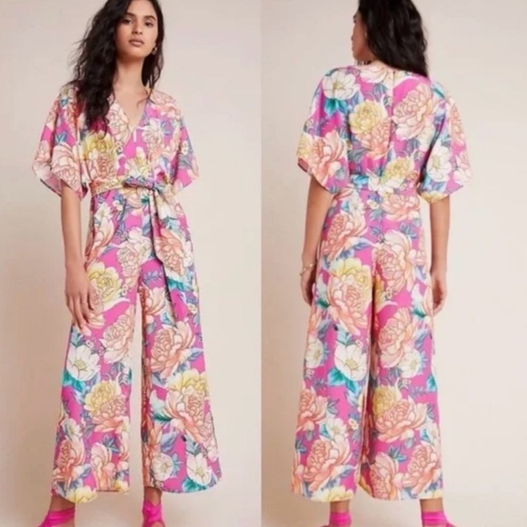 Anthropologie Farm Rio Floral Jumpsuit Wide Leg - Picture 7 of 7
